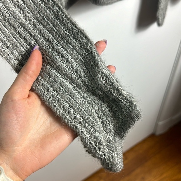 TSE Wool Silk Blend Gray Zip Up Knit Lightweight Cardigan Sweater Size Large - Picture 7 of 9